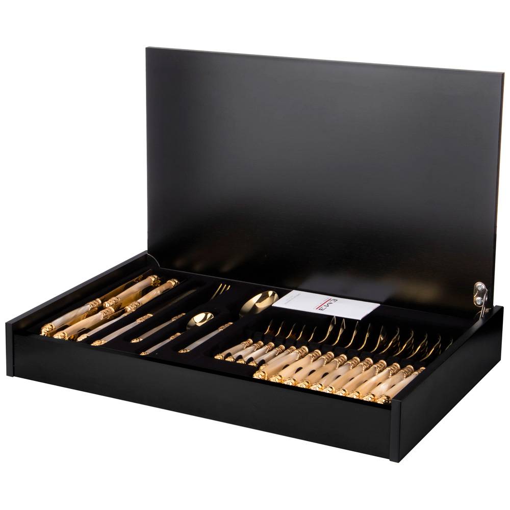 набор столовых приборов mirage gold ivory pearl на 6 персон 24 пр. 638-028