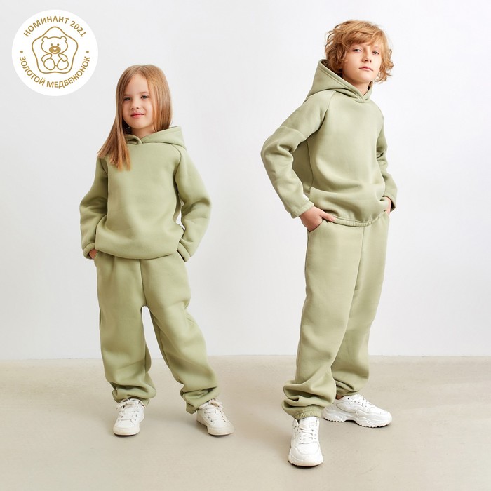 Брюки детские MINAKU: Basic Line KIDS цвет оливковый, рост 152 7011808