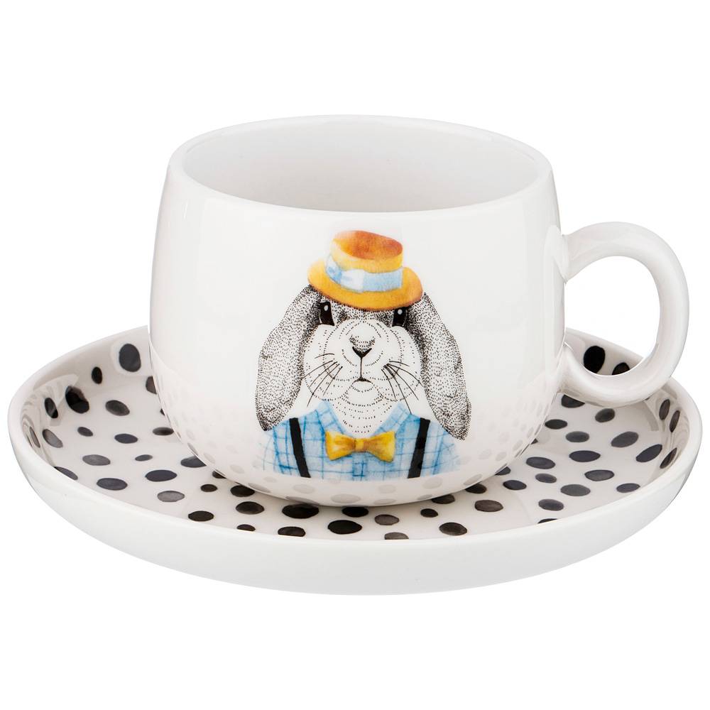 чайный набор fashion animals заяц, на 1пер. 2пр. 450 мл 409-132
