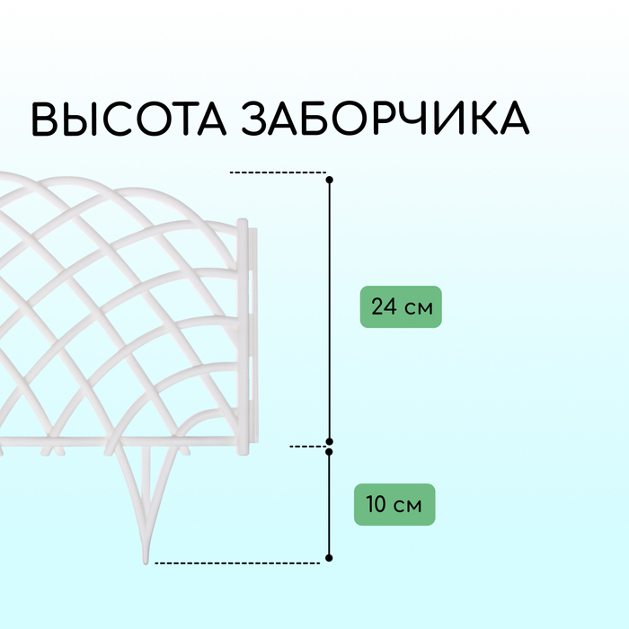 Ограждение декоративное, 34 ? 270 см, 6 секций, пластик, белое, «Диадема» 7811272