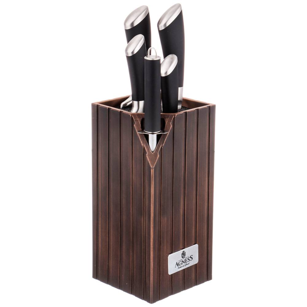 подставка для ножей agness best универсальная, 12x12x23 см 911-690