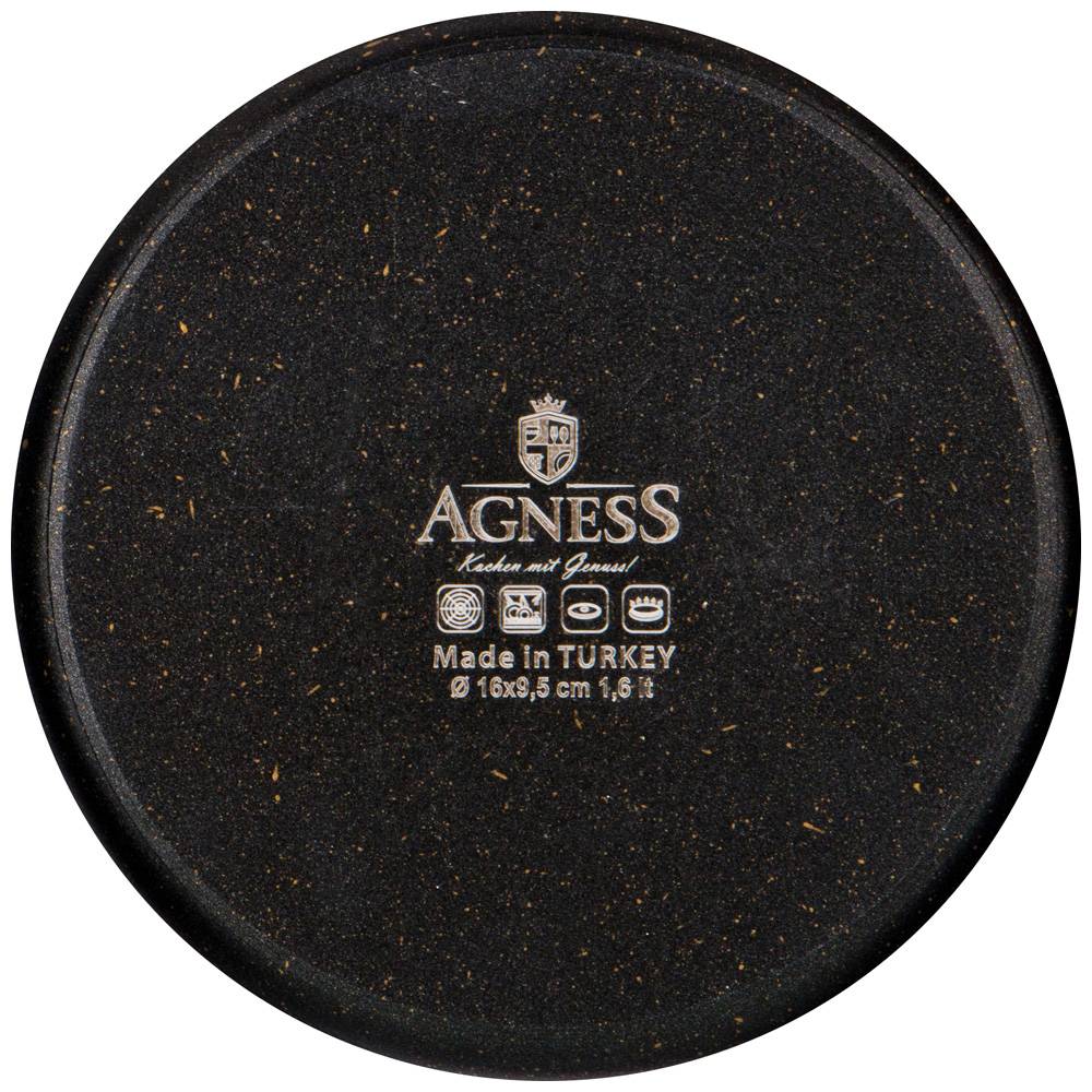 ковш agnessчерное золото 12x08 см 0,75 л антипригарное покрытие 936-209