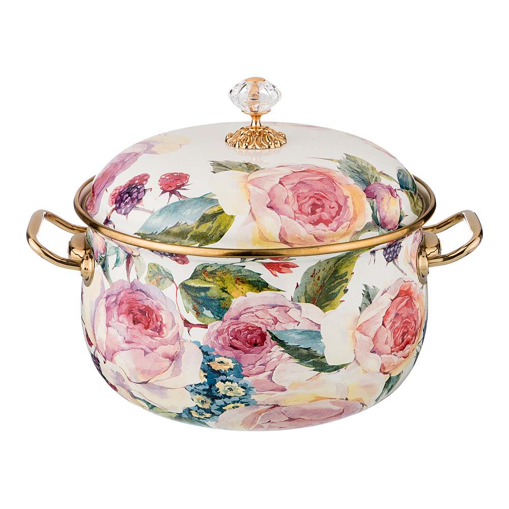 кастрюля эмалированная agness с крышкой, серия винтаж, 3,8л, диаметр 20см 950-023