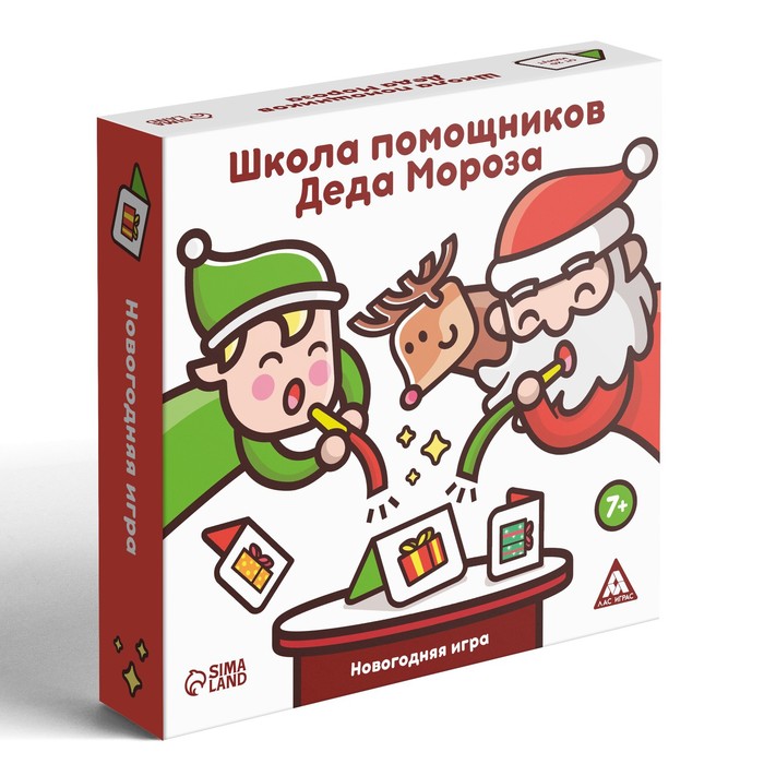 Новогодняя настольная игра «Новый год: Школа помощников Деда Мороза», 50 карт, 6 дудочек, 7+ 7640687