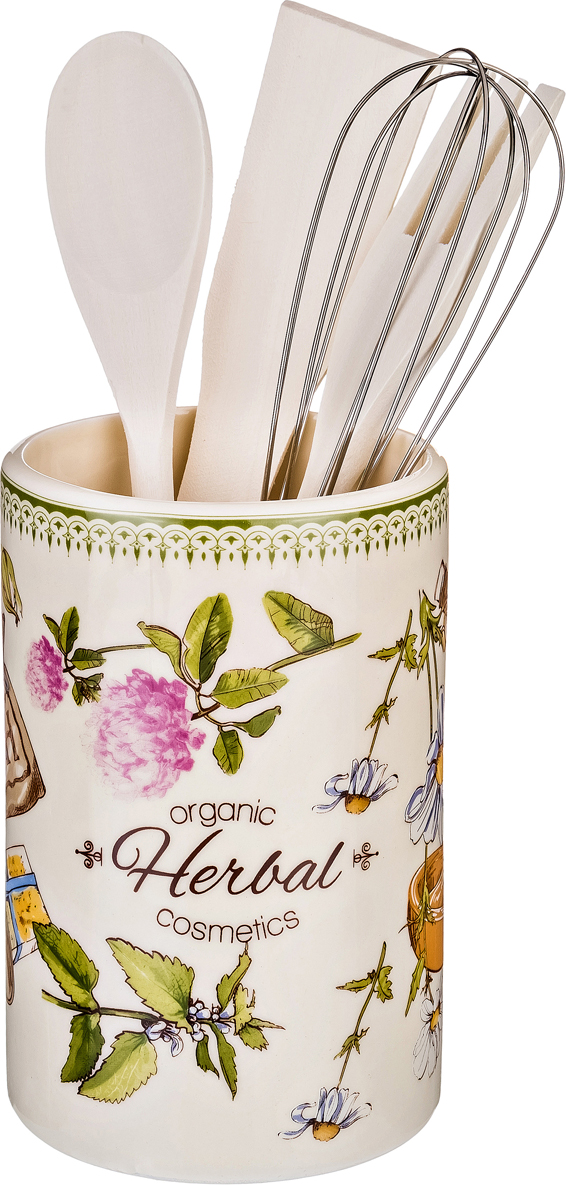 подставка для кухонных принадлежностей herbal 10х10х15,5 см 188-147 подставки под столовые приборы материал керамика производства китай бренд lefard общий вес 0,63 кг, купить с доставкой по низкой цене за 535 руб.