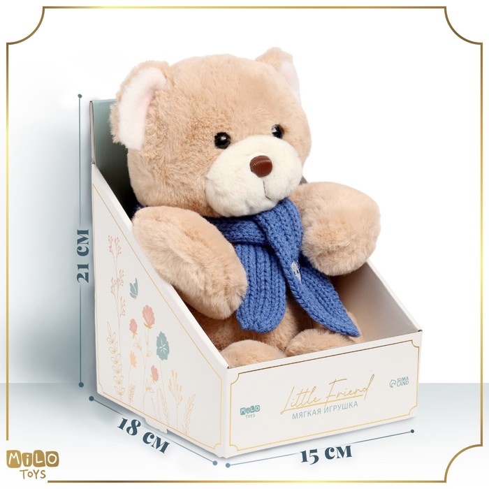 Мягкая игрушка Little Friend, мишка с синим шарфом, 23 см 9905635
