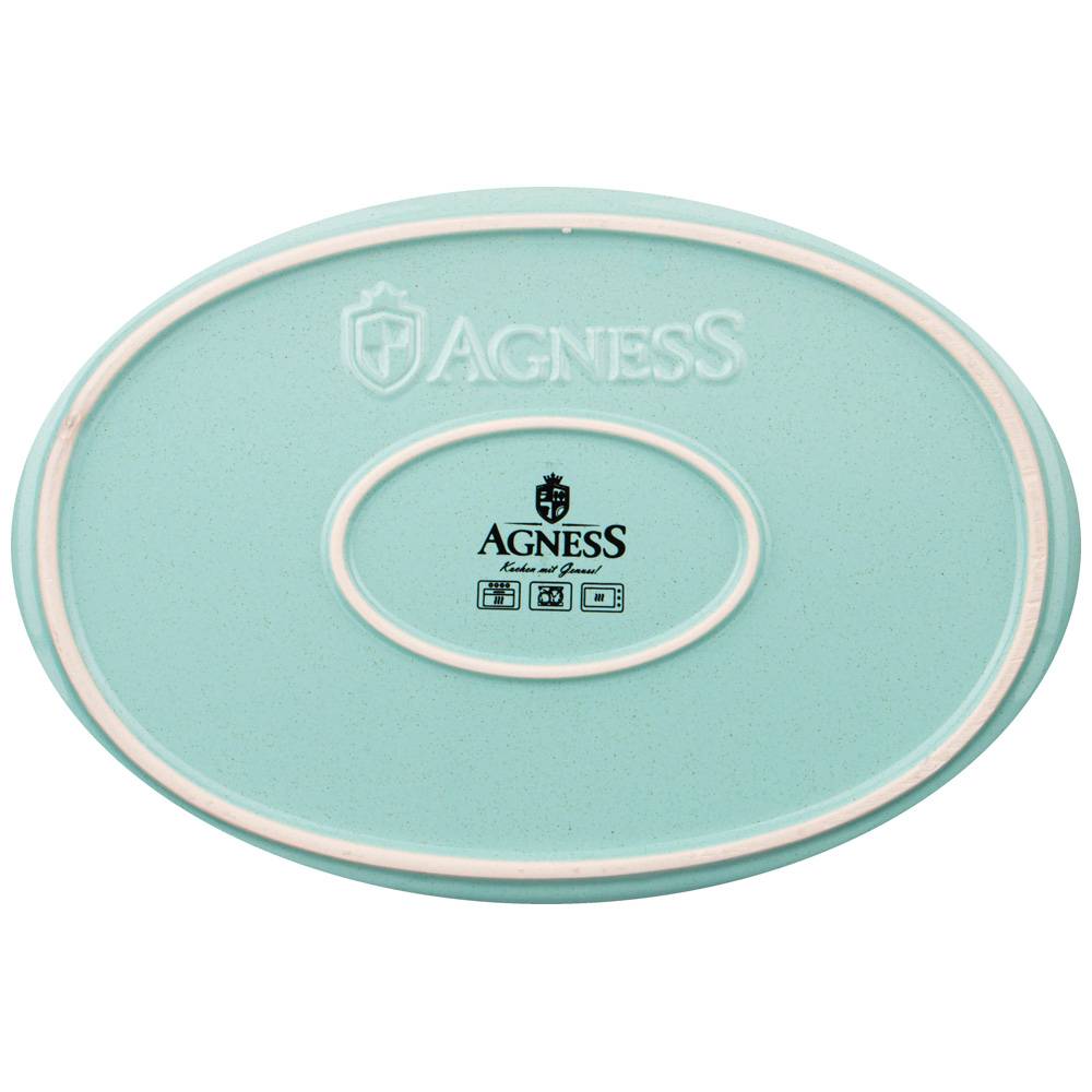 блюдо для запекания agness modern kitchen овальное лазурное 2600 мл 37х23х8 см 777-086