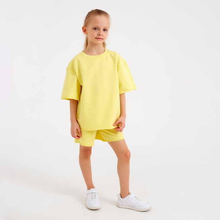 Костюм детский (футболка, шорты) MINAKU: Casual Collection цвет лимонный, рост 146 7695375