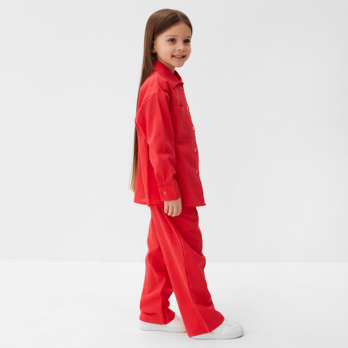 Костюм (рубашка и брюки) детский KAFTAN Лен, размер 34 (122-128 см), красный 10244658