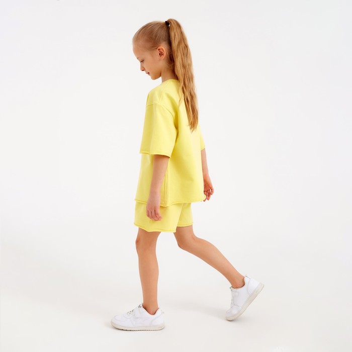Костюм детский (футболка, шорты) MINAKU: Casual Collection цвет лимонный, рост 128 7695372