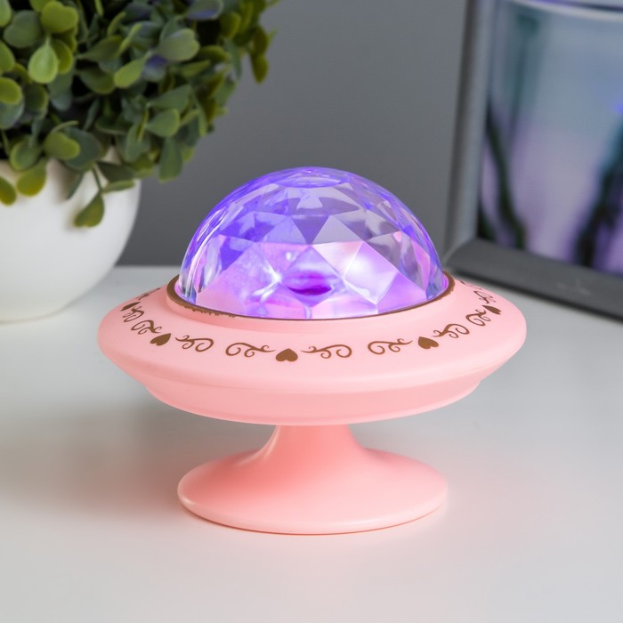 Ночник-проектор Фьюжн LED 3хLR44 диско, розовый 12х12х10 см RISALUX 9456839