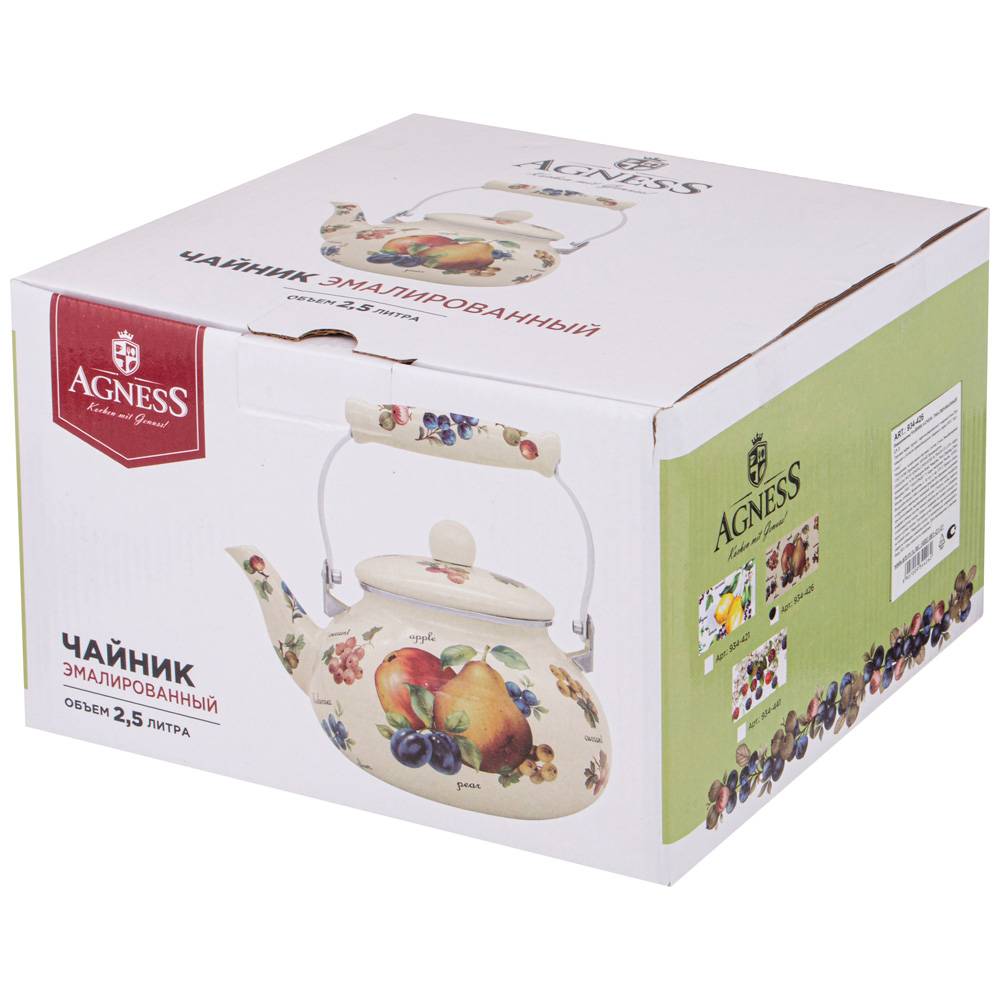 чайник agnessэмалированный серия фрукты 2,5 л 934-426