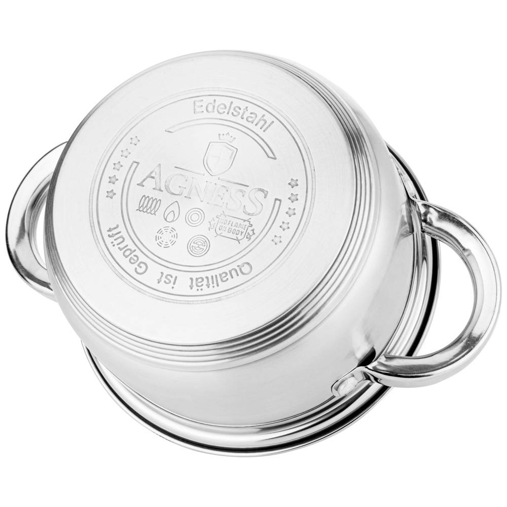 набор кастрюль agness со стекл.крышками 6пр. 1,7/3,5/6,5 л. размер 16x9,5/20x12.5/26x13.5 см 937-506
