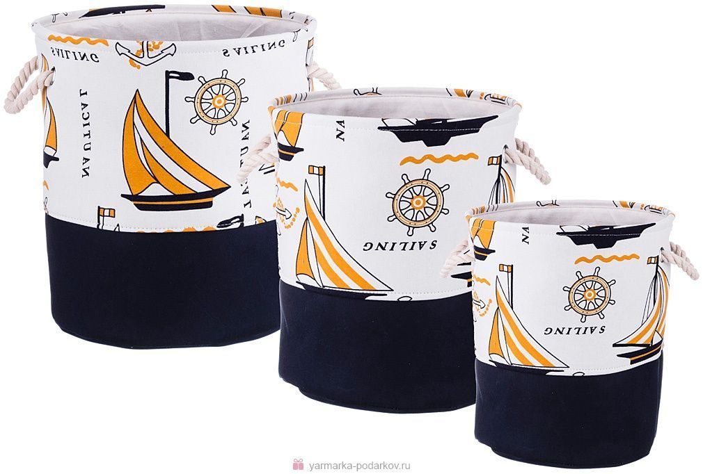 набор корзин для белья с ручками из 3-х шт l: ф40х42/m:ф36х39/s:ф32х37 см 190-188 корзина материал ткань производства китай, купить с доставкой по низкой цене за 2070 руб.