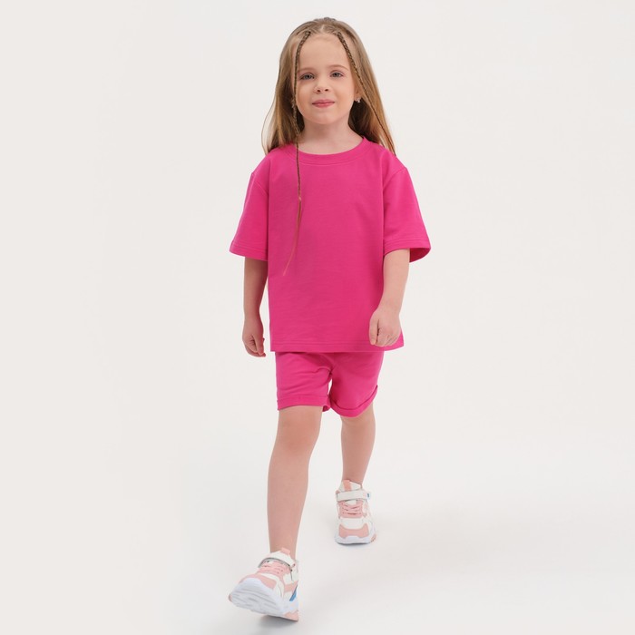 Комплект детский (футболка, шорты) KAFTAN Basic line размер 34 (122-128), цвет розовый 7774796