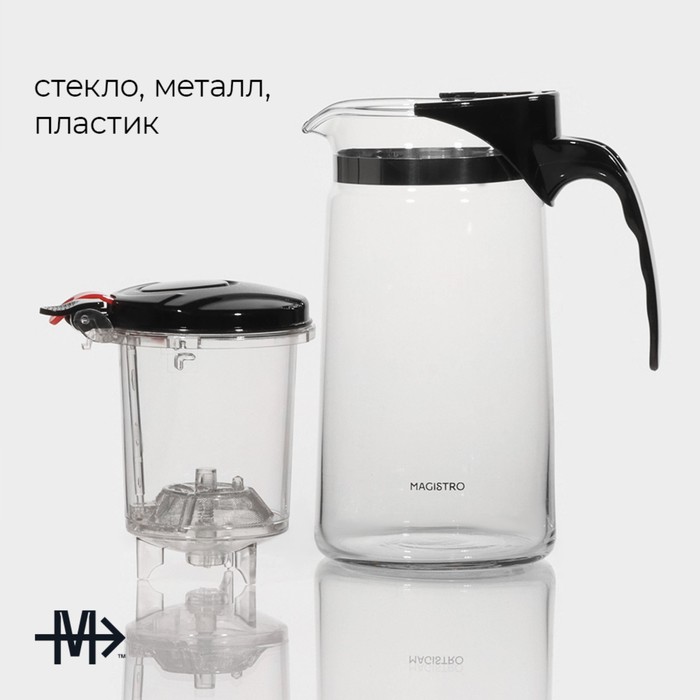 Чайник стеклянный заварочный Magistro «Мантана», 900 мл, с пластиковым ситом 148415