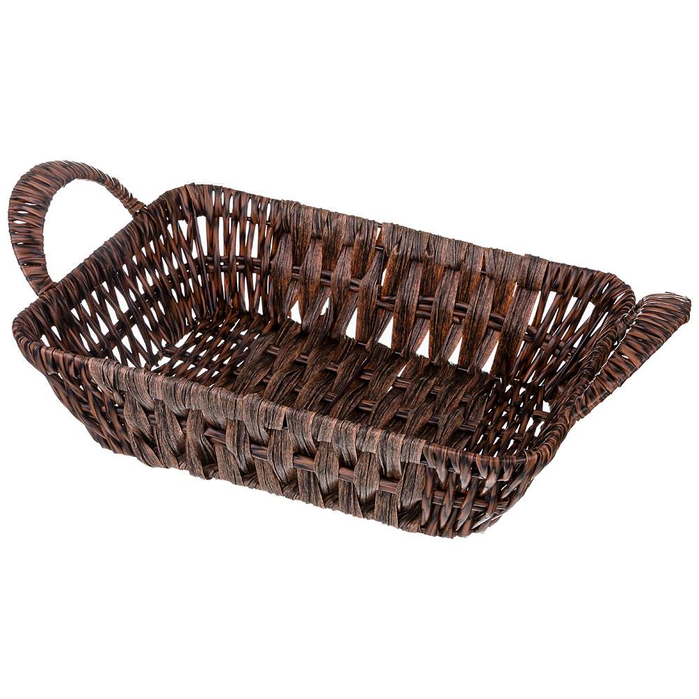 корзинка с ручками коллекция натурель 27х20х6/9 см 109-228  материал пластик производства китай бренд lefard общий вес 0,24 кг, купить с доставкой по низкой цене за 455 руб.