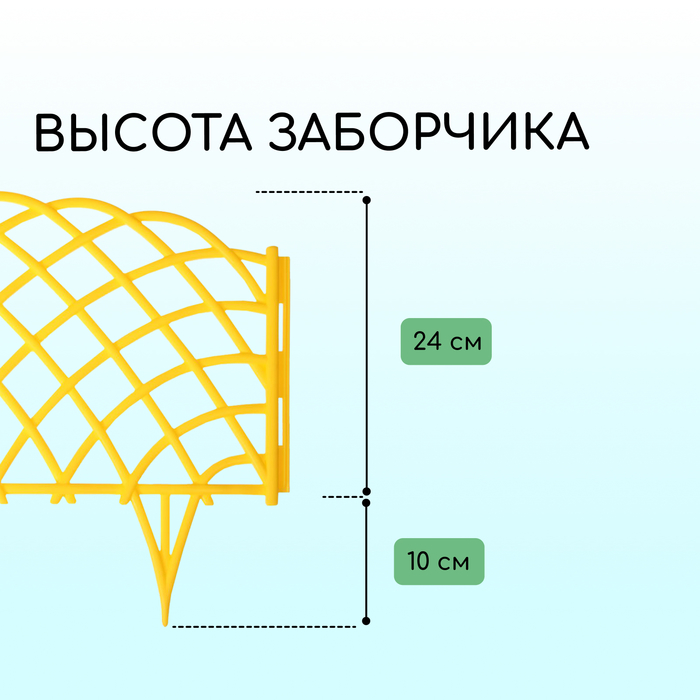 Ограждение декоративное, 34 ? 270 см, 6 секций, пластик, жёлтое, «Диадема» 6478621