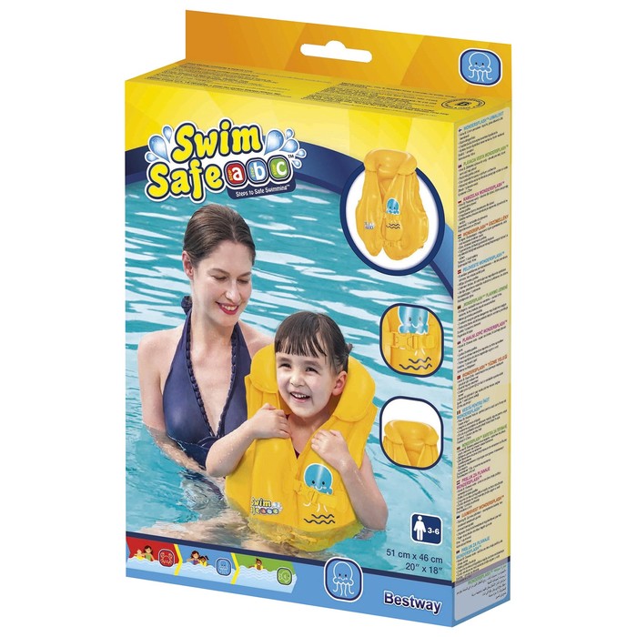 Жилет надувной Swim Safe, ступень B, 51 х 46 см, 3-6 лет, 32034 Bestway 499317