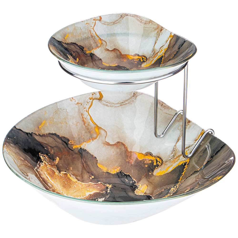 салатник для сервировки двойной 15х13 и 25х22 см h 18 cm коллекция marble 198-245