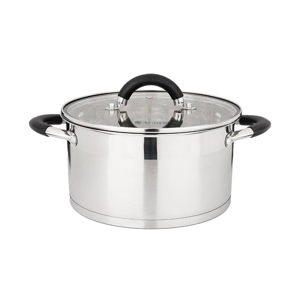 кастрюля agness со стеклянной крышкой, нерж.сталь, серия midnight 2,5л 18х10,5см 937-301