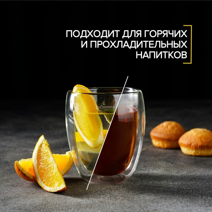 Стакан стеклянный с двойными стенками «Поль», 300 мл 3910478