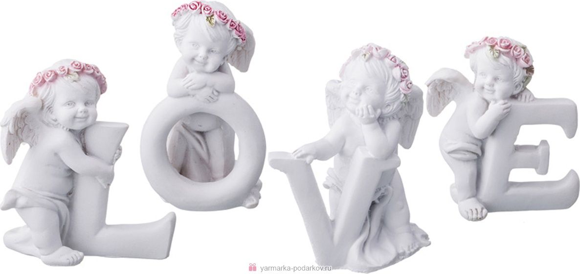 комплект из 4-х фигурок коллекция amore высота 10 см 390-1107 статуэтки ангелов материал полистоун производства китай, купить с доставкой по низкой цене за 680 руб.