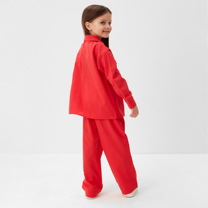 Костюм (рубашка и брюки) детский KAFTAN Лен, размер 34 (122-128 см), красный 10244658