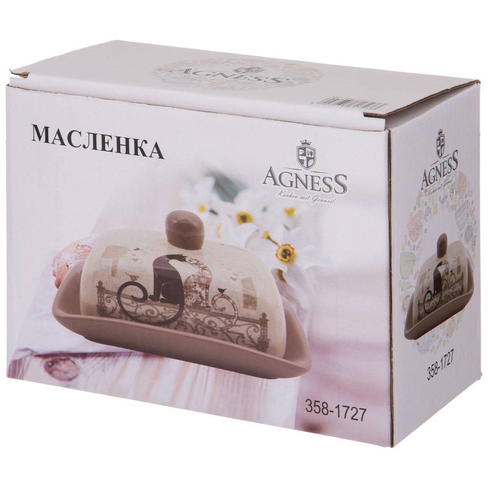 масленка agness парижские коты 17х12,5х9 см 358-1727