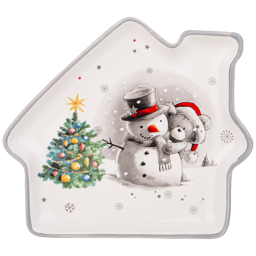 тарелка agness “с новым годом! в форме домика 23,5х19х2,5 см 358-2105