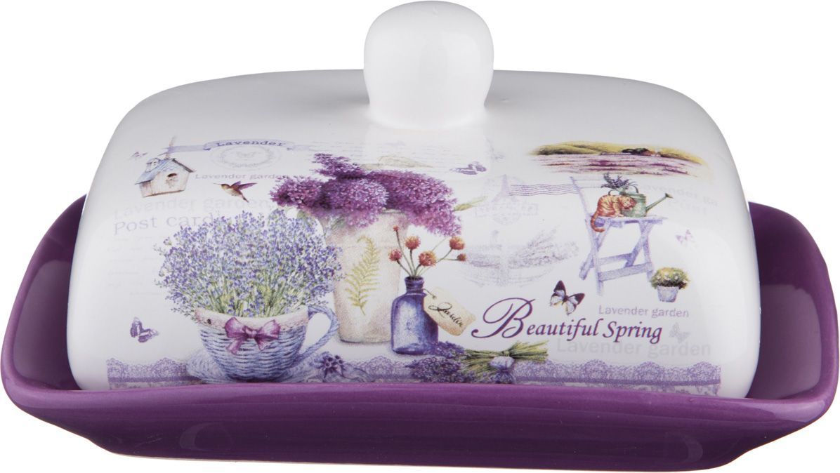 масленка agness лавандовая весна 17х12х8 см 358-1104