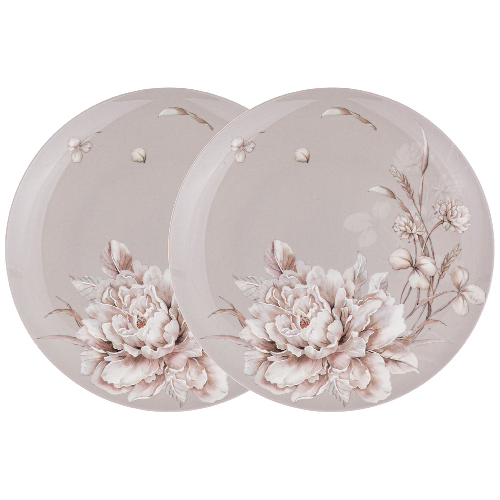 набор тарелок закусочных lefard white flower 2 шт 20,5 см серый 415-2239