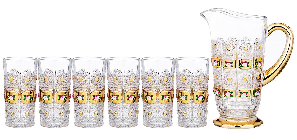 набор для воды/сока lefard gold glass 7пр.: кувшин , 6 стаканов 1400/400 мл 195-159