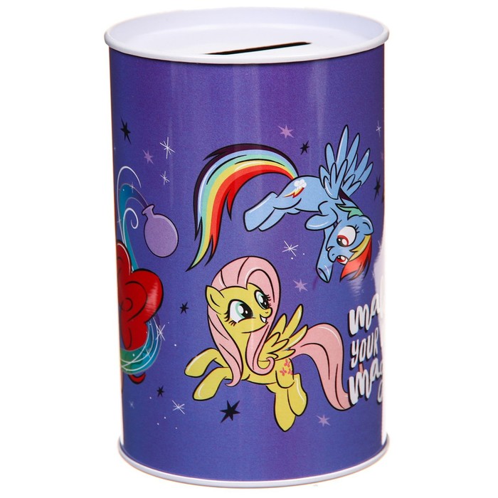 Копилка металлическая, 6,5 см х 6,5 см х 12 см Make your own magic, My Little Pony 5187385