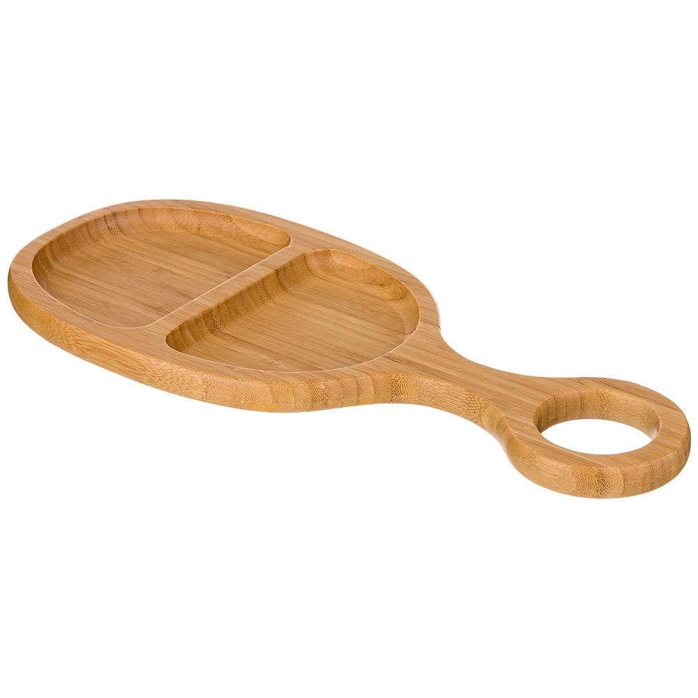 блюдо деревянное lefard native 2 секции с ручкой 32х12,5х2 см 587-163