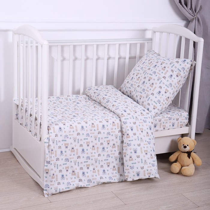 Постельное бельё BABY Мишки полосатые 112х147см, 110х150см, 60х60см, бязь 120г/м, , хлопок 100% 9531566