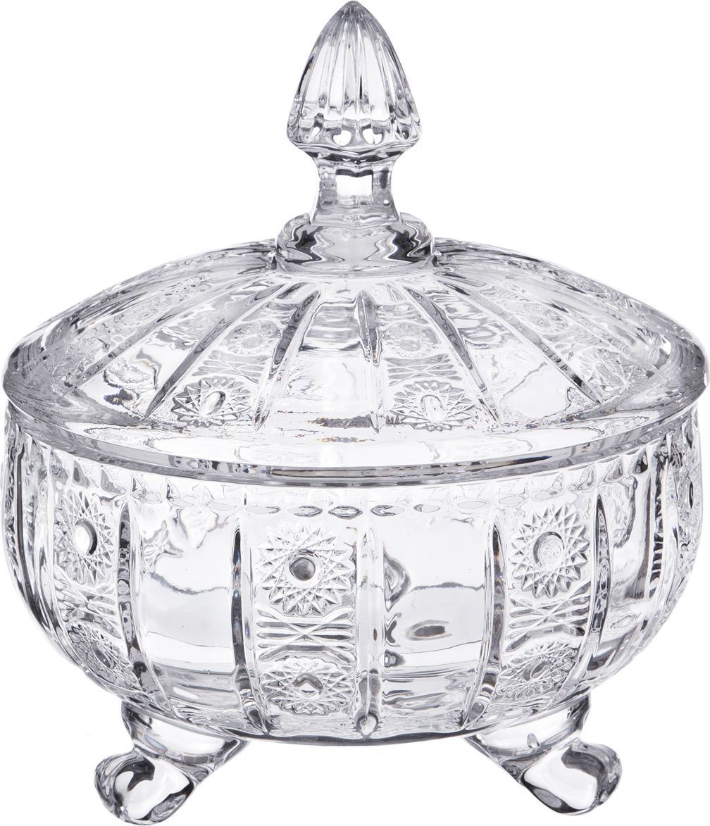 конфетница с крышкой muza crystal диаметр 17 см высота 21 см 195-117