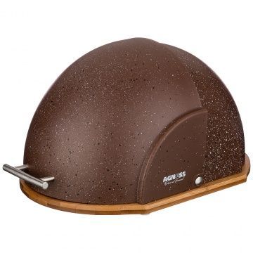 хлебница agness шоколад деревянная с пластик. крышкой 36х26х20 см 938-051