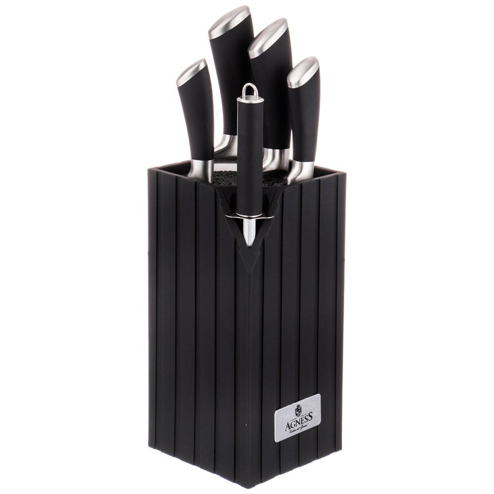 подставка для ножей agness best универсальная, 12x12x23 см 911-691
