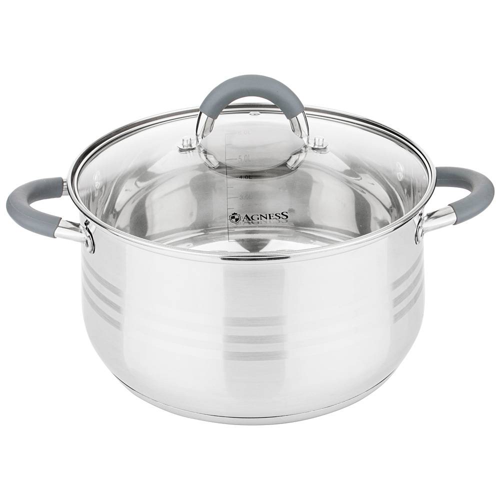 кастрюля agness со стекл. крышкой серия classic 4,6 л. 22х13,5 см 937-433