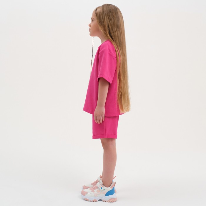 Комплект детский (футболка, шорты) KAFTAN Basic line размер 32 (110-116), цвет розовый 7774795
