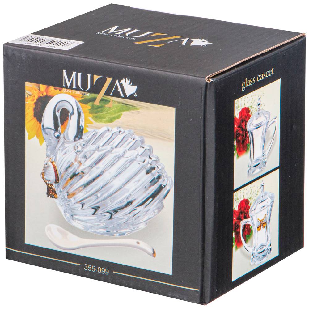 икорница лебедь venezia с ложкой 95 мл 11х6х9,5 см коллекция muza 355-099