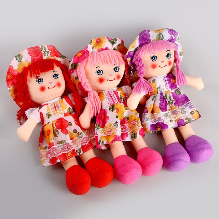 Мягкая кукла «Девочка», платье в цветочек, цвета МИКС 2272234