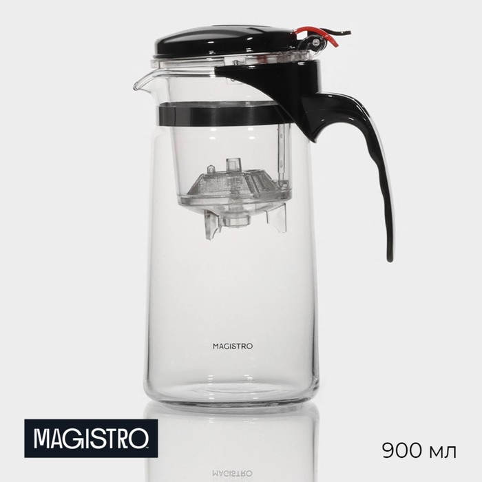 Чайник стеклянный заварочный Magistro «Мантана», 900 мл, с пластиковым ситом 148415