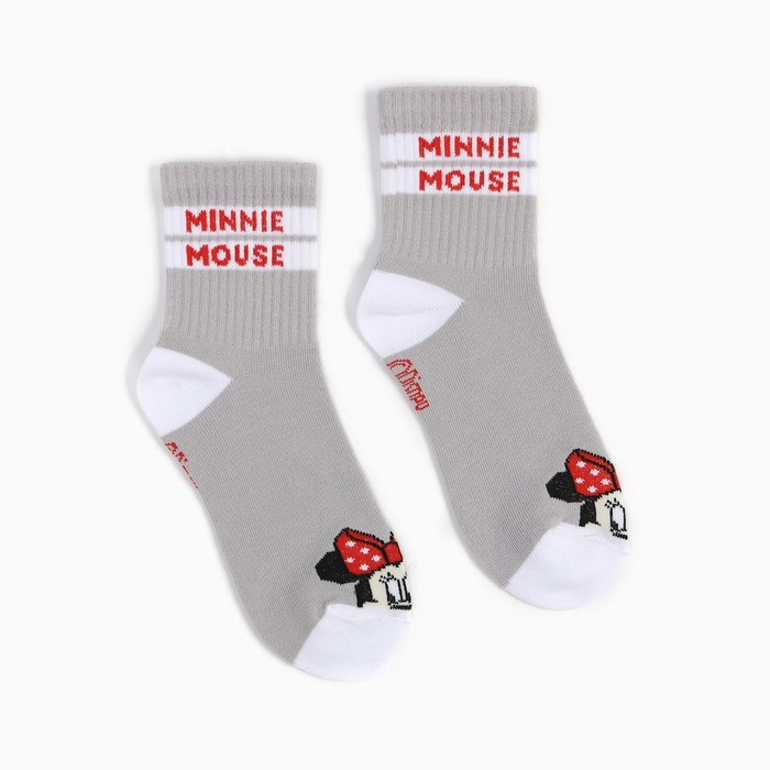 Набор носков Minnie, Минни Маус, цвет серый/белый, 12-14 см 4326306