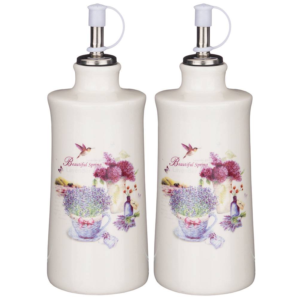 набор для масла/уксуса лавандовая весна 2пр. 6,5х6,5 см высота 14,5 см / 300 мл 358-1716