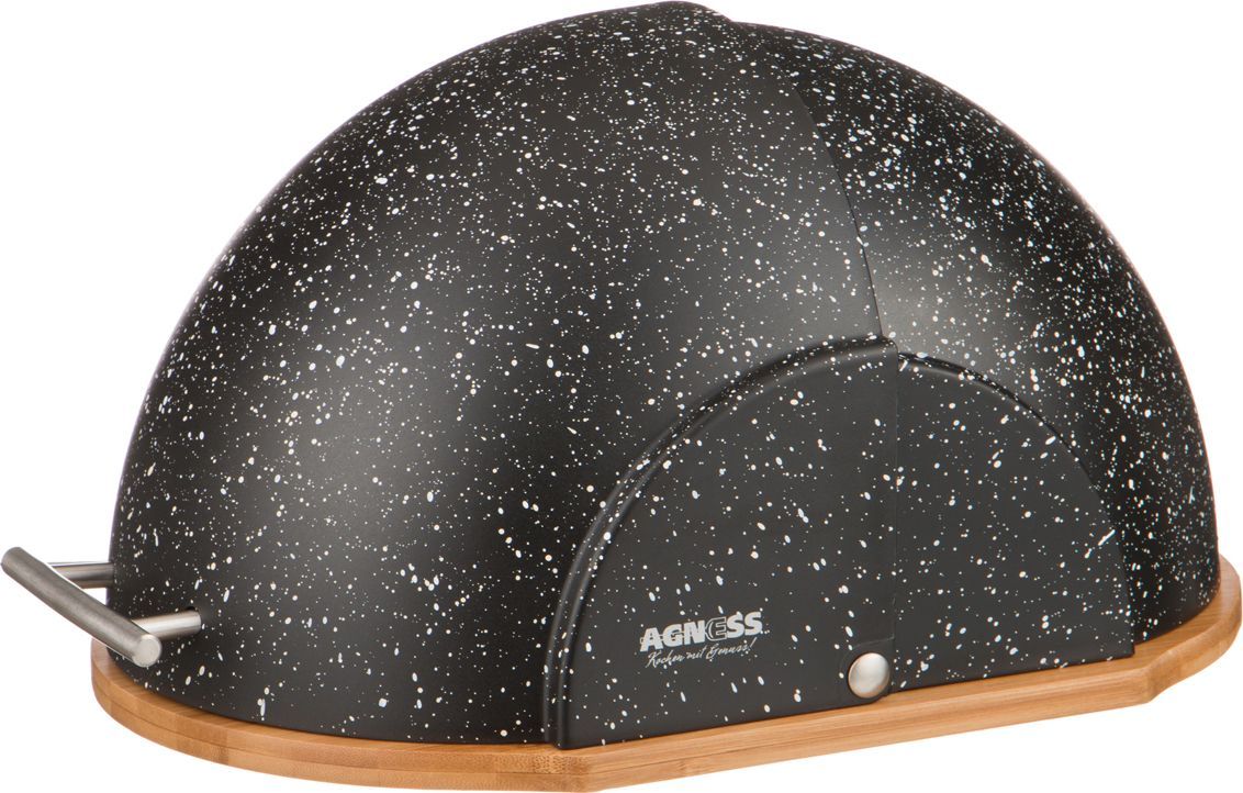 хлебница agness black marble деревянная с пластиковой крышкой, 36х26х20 см 938-013