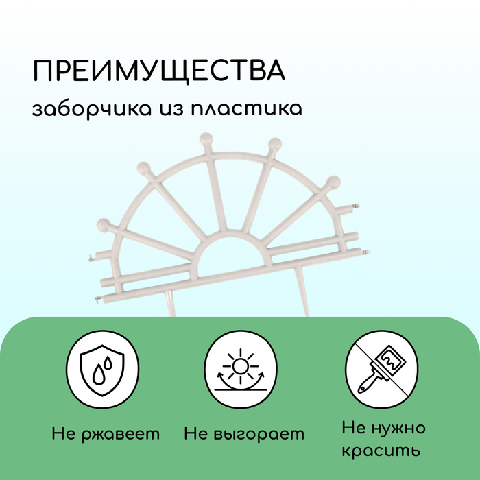 Ограждение декоративное, 32 ? 280 см, 7 секций, пластик, белое, «Штурвал» 3304305