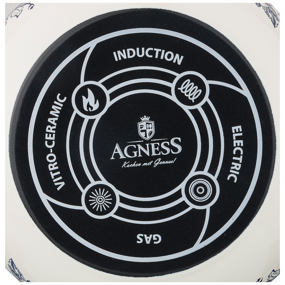 кастрюля эмалированная agness с крышкой, серия винтаж, 3,8л, диаметр 20см 950-023