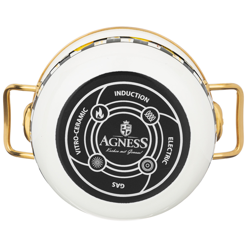 кастрюля эмалированная agness с крышкой, лимон 2,8л, диа.18см подходит для индукцион.пл 950-552